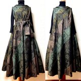 大島紬　パッチワークドレス　着物リメイク