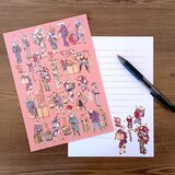 浮世絵 猫のレターセット｜あきんどづくし（便箋・封筒）   薄緋色（うすあけいろ）