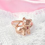 ピンクゴールド仕上：天然ルビー・子犬リング（シルバー）＊あなたの誕生石もセットできます。