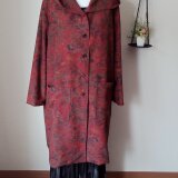 縮緬小紋からのフード付きコート　絹