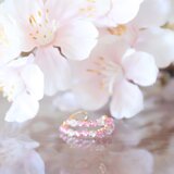 ピンクトパーズとクォーツのサクラ二連イヤーカフ（片耳用）   #1301