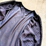 ブラックウール＆ドットレースパフスリーブワンピース