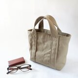 ヴィンテージ帆布の蓋付きトート/Ｓ◇グレーベージュ