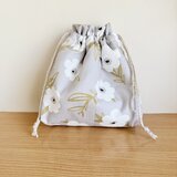 保温保冷シート付き巾着袋・大きめ（おにぎり、ドリンク入れに）デコレクションズ・フラワー