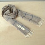 ホームスパン　リネン×カシミヤプチマフラー　ナチュラル格子