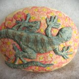 ♪花とヤモリのブローチ♪