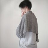 マーガレット＆ストール2way　ライトウールニット　グレー　送料無料