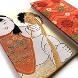 『瑞馬童子〜橙牡丹』　金襴織物御朱印帳　B6 大判サイズ　馬　子供　干支　吉祥柄　願い　牡丹　格式　西陣意匠　御朱印帳　桐生織