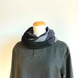 黒/グレー/しま/綿/リネン/幅太/◎スヌード