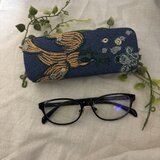 ✳︎ ✳︎ ハンドメイド★ミナペルホネンfollowing day刺繍メガネケース デニムリネン