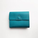牛革の小さなお財布（ダークターコイズ×ベージュ）