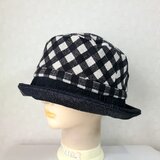 魅せる☆リバーシブルが嬉しい♪先染めコットンチェックとブラックデニムのバイカラークロッシュ～ブラック