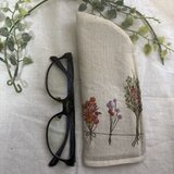 ハンドメイド♡メガネケース♡リネンドライフラワーハーブ柄♡♡普通タイプイプルヌビ