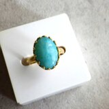 クラウンシリーズ ■ オーバル 天然石の指輪 ■ アマゾナイト