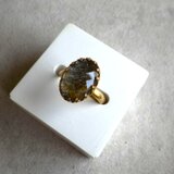 クラウンシリーズ ■ オーバル 天然石の指輪 ■ トルマリンクォーツ×クリスタル