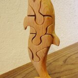 木の立体動物パズル「ani-woods」イルカ（縦）