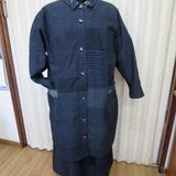 古布絣パッチ前あきチュニック