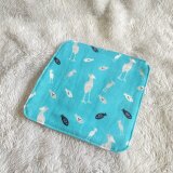 ミニガーゼハンカチ 北欧風ハシビロコウ ターコイズ