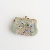 インド刺繍リボンのがま口ミニ財布/ポーチ　ミントグリーン