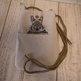 コットンライトキャンバス生地で作ったスマホポシェット（お茶目うさぎ）