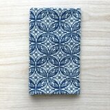 天然藍の型染め手拭い　花鳥七宝