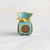 固結びだけ得意な革のミニオブジェ【yuu / ゆう】（パステルブルー×ブラウン×イエロー）