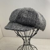 送料無料　大きめさんのツイードウールのキャスケット（グレー）