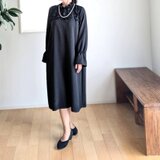 【送料無料】✿胸元レース✿二越ちりめん✿洗えるフォーマルワンピース✿ブラック