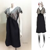 【1点もの・デザイン画付き】綿平織り＆ケミカルレース切り替えシャーリングワンピース（KOJI TOYODA）