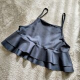 ブラックデニムフレアフリルキャミソール