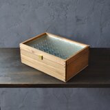 0310mito　国産ひのきとレトロガラスのコレクションケース　XLサイズ　フローラガラス