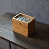 0310mito　国産ひのきとレトロガラスのコレクションケース　Mサイズ　フローラガラス