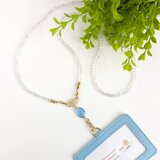 天然石ネックレスとしても..【2way＊クリスタルネックストラップ＆パスケース/スカイブルー】IDホルダー 社員証 名札