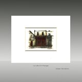 小さな絵「Le cafe d'un Passage」風景画 パリ 版画