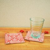 teori coaster red 2pieces / 手織りコースター