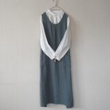 リネンのジャンパースカート　ブルーグレイ