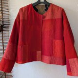 紅花染＋柿渋染のリバーシブルジャケット　柿渋染　紅花染　着物リメイク　古布リメイク