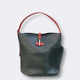 通勤通学におススメ！A4対応バケツ型レザートート ネイビー【OR901M】