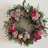 [再販]ピンクのバラとグリーンの春色リースの