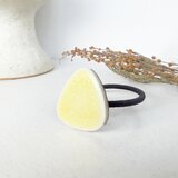 TH-103｜美濃焼ヴィンテージタイルのヘアゴム《ミモザカラー｜裏面レザー仕上げ》