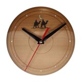 時計 木の時計 焼絵 らくだ 螺鈿 月 木製 桂 アワビ 月の砂漠