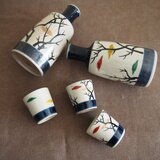 九谷焼　青郊窯　徳利・盃セット　徳利２・盃３