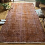 115×212 オレンジピンクブラウン　オーバーダイ　トルコヴィンテージラグ