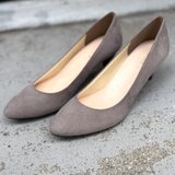24.5cmのみ 訳ありの一品　スエード調　チャコールグレーパンプス　5.5cmヒール　大人パンプス