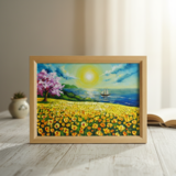 油絵【春の息吹と海の輝き】海 風景画 絵画 原画