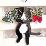 苺と猫のサンキャッチャー：ハチワレ（青目