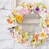 flower crown　春の花を編みあげて：ピンク　オレンジ　白　きい ろ　すみれいろ