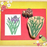 ✿春の花はんこ〓《色分けできる》【カキツバタ】7×5㎝