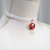 【受注製作】レジンアート　ラウンドモチーフとタティングレースとサテンリボンのチョーカー〈アフロディーテ〉