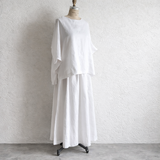 春支度♡白リネン・セットアップ・５部袖Tシャツ＆フレアースカート♪楽ちん・着回し力・ベーシック